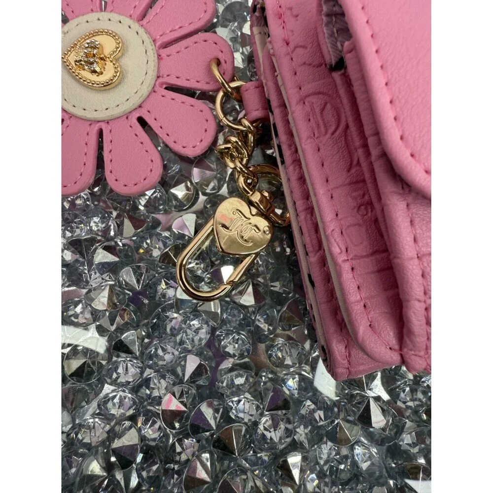 Juicy Couture wallet Pink Floral Charm Small Wallet with Gold Heart Accent
